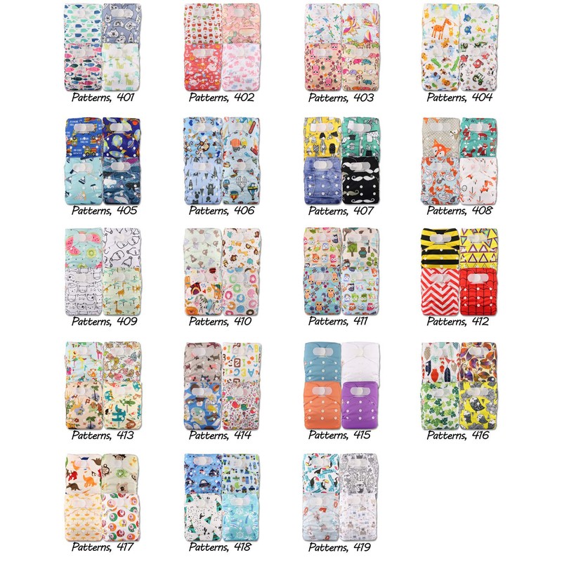 Littles & Bloomz, Reusable Pocket Cloth Nappy, Fastener: Hook-Loop, Set