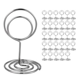 Fonyiunce Pack of 30 Place Card Holders, Photo Holder, Card Holder, Wedding Photo Holder with Clips, Round Place Card Holder, for Weddings, Banquets, Parties (Rounds)