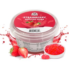 52USA Strawberry Popping Boba (500g), Popping Pearls for Bubble Tea, Beverages, Sweets, Ice Cream, Shakes, Desserts & Smoothies Topping, 1.1 Pound (Pack of 1)