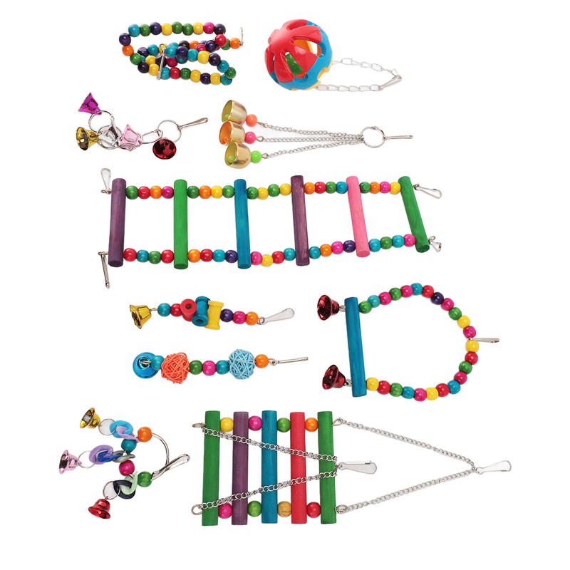 Bird Toy Set Colorful Boredom Relief Chewing Climbing Parrot Swing