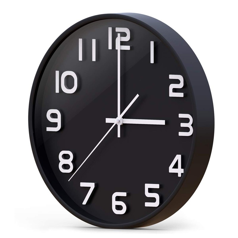 Wall Clock, Non-Ticking, Silent Quartz Decorative Clock, Easy to Read,