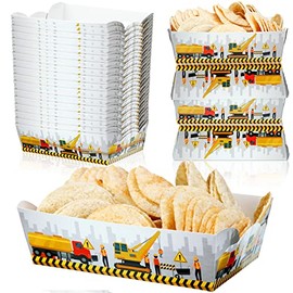 60 Pack Construction Birthday Party Supplies Construction Food Tray Construction Party Favors Paper Food Serving Tray Construction Paper Trays Paper Food Boats for Concession Food (Construction)
