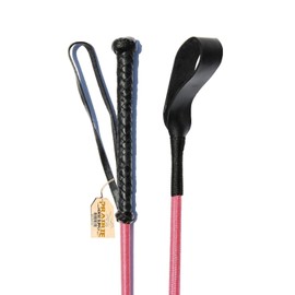 Riding Crop for Horse (Pink) (24 Inch) Fiberglass Shaft with Leather Double Slapper