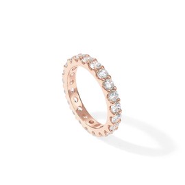 PAVOI 14K Rose Gold Plated Cubic Zirconia Rings | 3.0mm Eternity Bands | White Gold Rings for Women Size 8