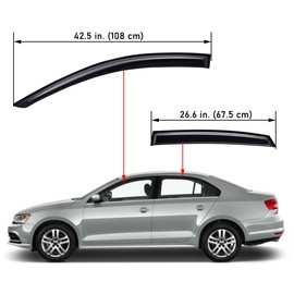 Lightronic Extra Durable Outside-Mount Auto Vent Window Visor, Fits 2019-2025 Volkswagen Jetta, UV Protection Rain Guard, Original Wind Deflector, No-Drill Easy Install, Dark Smoke, 4-Pcs