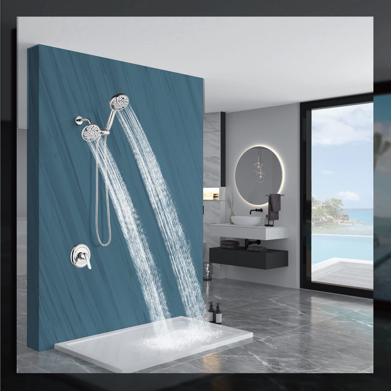 Aolemi Shower System Dual 2-in-1 Rain Shower Faucet Set 8-Setting