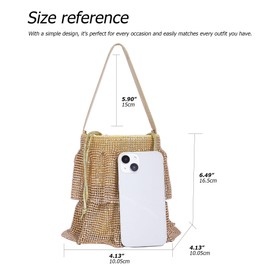 Sweetovo Sparkling Rhinestone Chain Handbag Women Elegant Evening Clutch Bag Bling Crystal Crossbody Purse for Wedding Party