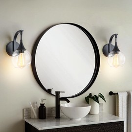 Ymlii Black Wall Sconce Light, Modern Vanity Light Fixtures with 4.9 Inches Clear Glass Shade, Farmhouse Wall Lights for Living Room, Bedroom, Hallway