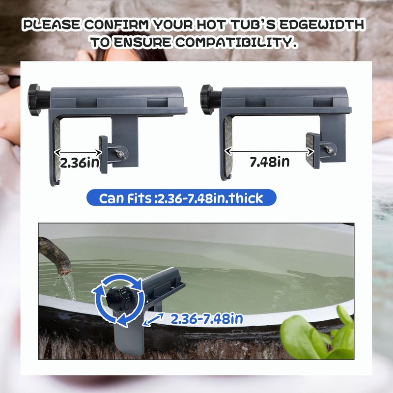 Lanathel 3-in-1 Adjustable Hot Tub Tray Table with 360° Rotation