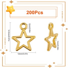 SUNNYCLUE 1 Box 200 Pieces Mini Star Pendants Golden Star Pendants Bulk Pack Alloy Special Classic Star Pendant Tibetan Style for Jewellery Making Charms Accessories DIY Necklaces A