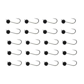 ALICHINO Tungsten Fly Tying Jig Heads for Fly Fishing Small Round Ball Crappie Jig Heads Tungsten Nano Jigs Kit Tungsten Beads with Hook (Anodized Black 20pcs, 3.5mm, 1/80oz #12)