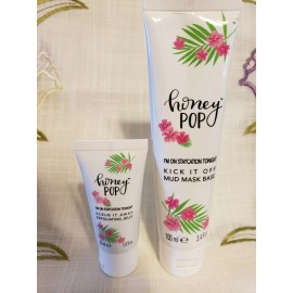 Honey Pop Kick It Off Mud Mask Base 3.4 oz & Exfoliating Jelly 1 oz  nwob
