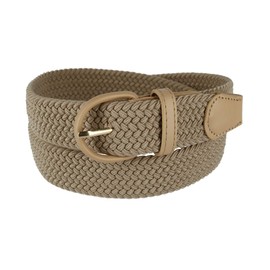 CTM Men's Elastic Braided Belt with Covered Buckle (Big & Tall Available), X-Large, Khaki