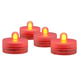 KITOSUN Submersible LED Lights cr2032 Battery Powered Underwater Waterproof LED Tea Light Candles for Events Wedding Centerpieces Vase Floral Xmas Holidays Home Decor Lighting(Pack of 12) (Red)