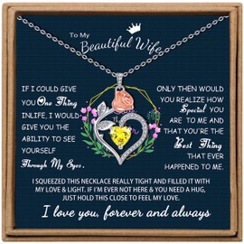 JoycuFF Birthday Gifts for Wife Best Romatic Anniversary Jewelry for Her from Husband I Love You Necklace Christmas Mother's Day August Birth Stone Pendant for Women