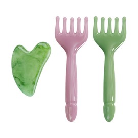 2 x massage comb and 1 x stencil, manual massage tool, resin massager, suitable for face, neck, waist, etc.