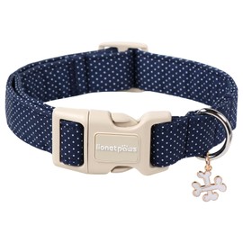 Lionet Paws Boy Dog Collar- Cute Navy Blue Dog Collars with Plastic Buckle, Light Adjustable Dog Collars for Small Medium Dogs