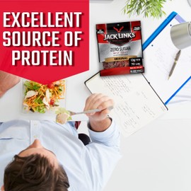 Jack Link's Beef Jerky, Original, Zero Sugar - Flavorful Meat Snacks, Ready to Eat Protein Snacks with 13g of Protein per Serving, Made with 100% Beef, Keto, Paleo Diet Friendly - 2.3 Oz. (Pack of 8)