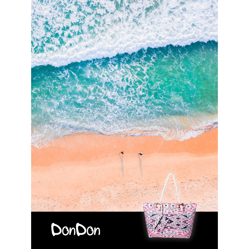 DonDon Large Beach Bag, Water Resistant With Zip Polycotton, Kaleidoscope