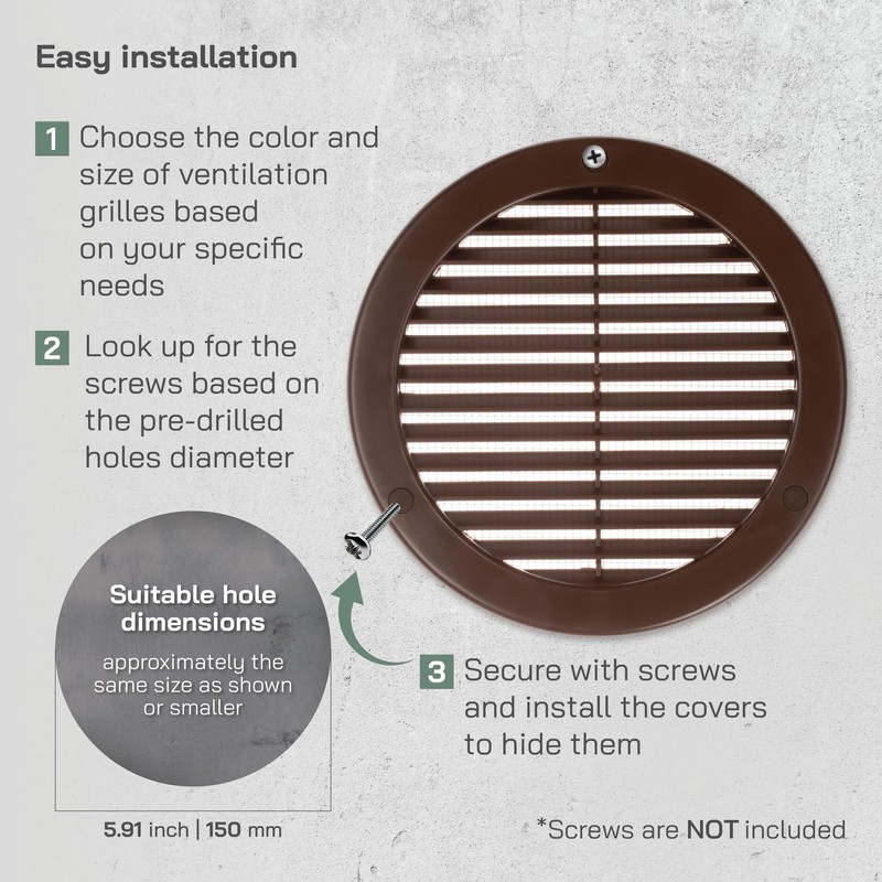 Vent Systems 6" Inch (Opening Dimensions) Brown Soffit Vent Cover