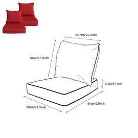HDZNVF Red Outdoor Deep Seat Cushions 23.5x25 inch Cushions,Fade Resistant, Deep Seat Bottom and Back Cushion for Chair, Sofa and Couch,2 Sets，fit Most Furniture at Home Depot