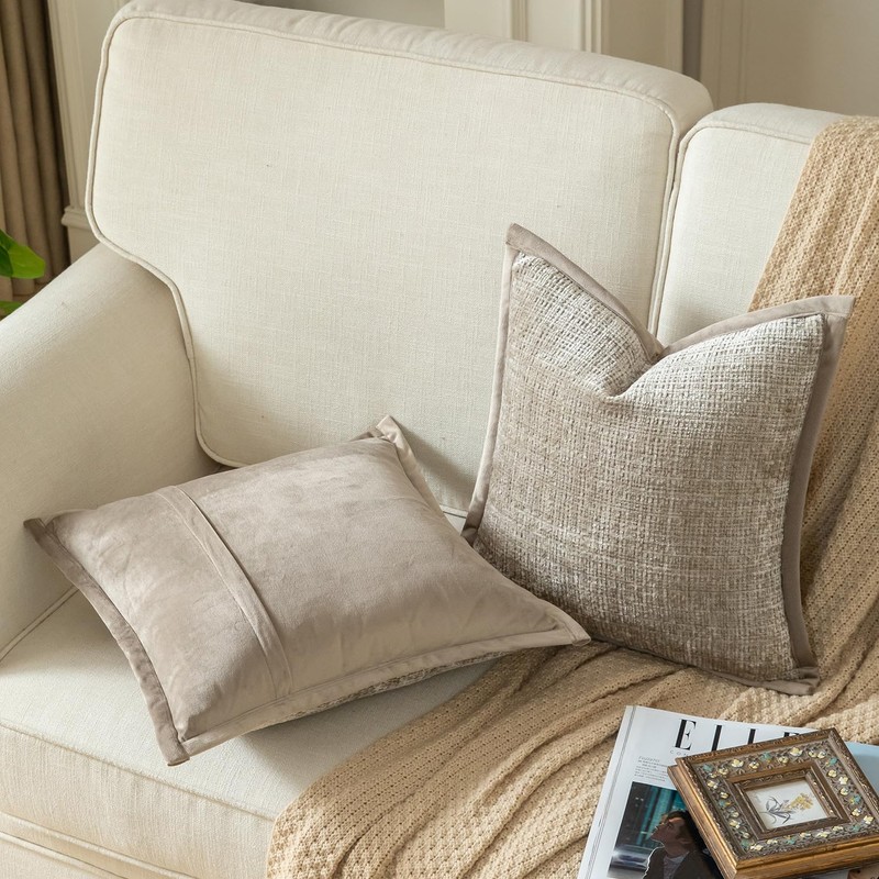 YAERTUN Pack of 2 Chenille Textured Decorative Cushion Covers Accent