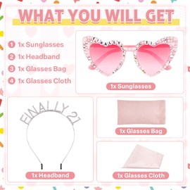 Lingdeer Finally 21 Birthday Sunglasses with Crown, 21st Birthday Gifts Decorations for Women, Birthday Glasses Headband Tiara