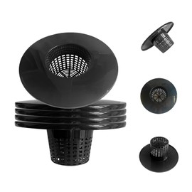 HG6RDBK 6 in. Wide Lip Bucket Basket(Pack of 5)，5 Gallon Bucket Lids for DWC, Net Pots for Hydroponics，Round Plant Container with Mesh Bottom