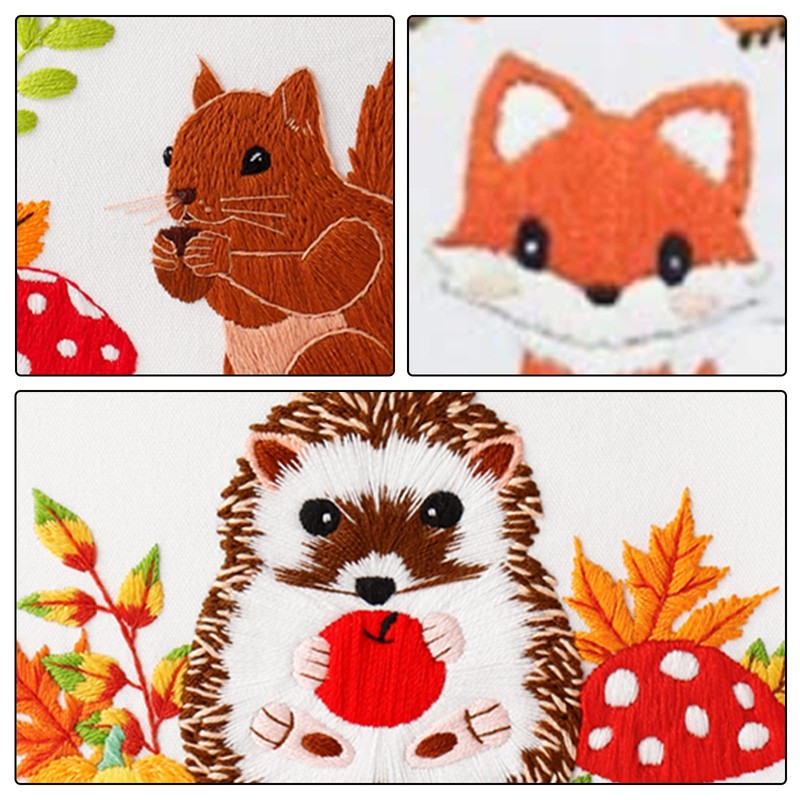Louise Maelys 3 Set Animal Embroidery Kits for Beginners with