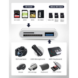 MujuDoler MujuDoler USB C SD Card Reader for iPhone 15 16 iPad Mac 3 in 1 USB-C Memory Trail Camera Card Adapter with Dual Slots & USB Port for Mac MacBook Pro/Air/Mini Android Laptop More USBC Typec Devices