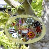 FolkArt Cute Handmade Stained Glasswork Frame, Welcoming Cat in Fairyland
