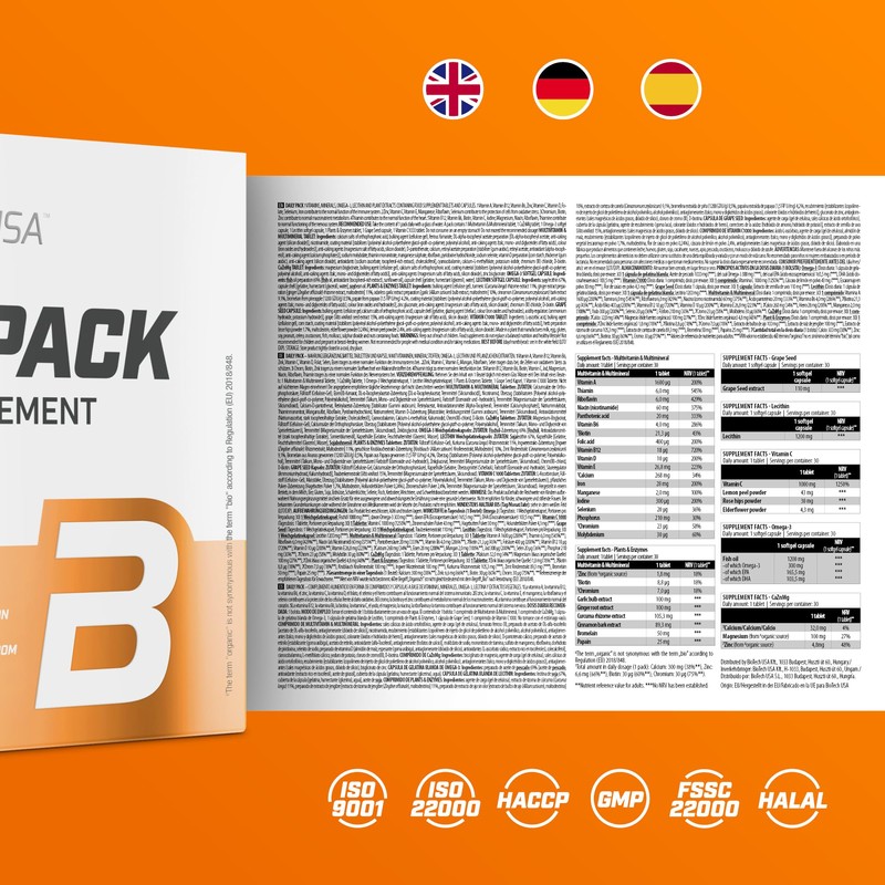 BioTechUSA Daily Pack Multivitamin - 37 Wirkstoffe, Omega-3, Pflanzenextrakte und