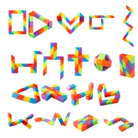 Yeetec Fidget Snake Cube Kids Party Favors Rainbow Twist Puzzle Toy for Christmas Stocking Stuffers Party Bag Fillers and Supplies School Prize Toys and Gifts (12)