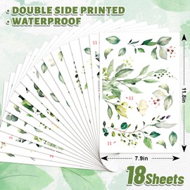 FYSUIMU 18 Sheets Hanging Eucalyptus Vine Window Cling Stickers Watercolor Greenery Leaves Flower Window Decals Reusable Window Decoration for Spring Summer Wedding Home Classroom
