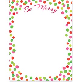 Paperdirect Be Merry Holiday Dot Christmas Winter Theme Stationery, Border Paper, Letterhead 8.5 x 11, 25 sheets, Elegant Premium Writing Paper, Decorative Printer Paper