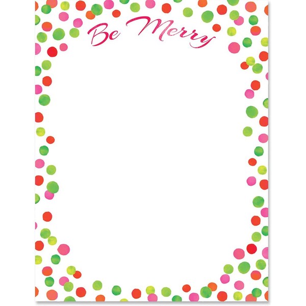 Paperdirect Be Merry Holiday Dot Christmas Winter Theme Stationery, Border
