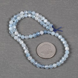 6mm Aquamarine Faceted Gemstone Round Loose Beads Strand 15.5-16" DIY Jewelry Making