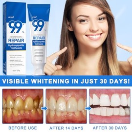Hydroxyapatite Toothpaste 2PC for Enamel Protection, Contains 9.9% Nano-Hydroxyapatite, Restores Enamel, Reduces Sensitivity, Whitens & Brightens Teet