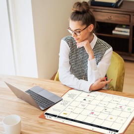 Ospelelf Large Desk Calendar 2025-2026 with Protective Cover, 18 Months Planner Pad from July 2025 to Dec 2026, 22" x 17" Wall Calendar with PU Leather Pad for Home or Office, Orange