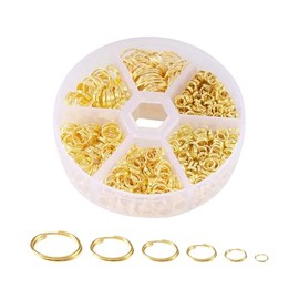 690 piccoli anelli di salto a doppio anello, rotondi, in metallo, portachiavi, per la creazione di gioielli, mini anelli artigianali per orecchini, bracciali, dorati