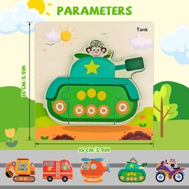 WuGU Wooden Puzzle, Pack of 5 Wooden Toys for Toddlers, Montessori Toy from 1 Year, Wooden Puzzle from 2-3 Years, Plug-In Puzzle Learning Toy Educational Toy Gift for Baby Boy Girl