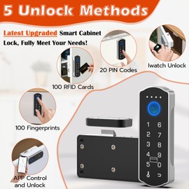 Eseesmart Smart Cabinet Lock, Magnetic Digital Electronic RFID Keyless Bluetooth Child Safe Baby Proof Safety Drawer Locks for Adult Cabinet Wardrobe Wine Cooler File Dresser Desk, Silver