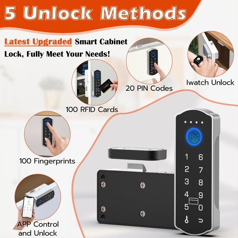 Eseesmart Smart Cabinet Lock, Magnetic Digital Electronic RFID Keyless Bluetooth