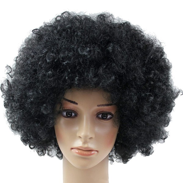 Samcos Wig, Clown Wig, Bomber, Afro Wig, 1 Set, Afro Wig, Net, Stand Out, Cosplay, Party, Stage, Show, Unisex, Costume, Accessory, Halloween Costume, Black
