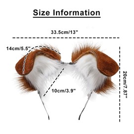 ILUFAM Dog Ears Headband Puppy Ears Hair Hoop Bendable Animal Ears Cosplay Headwear Costume Party Hair Accessories (Brown)
