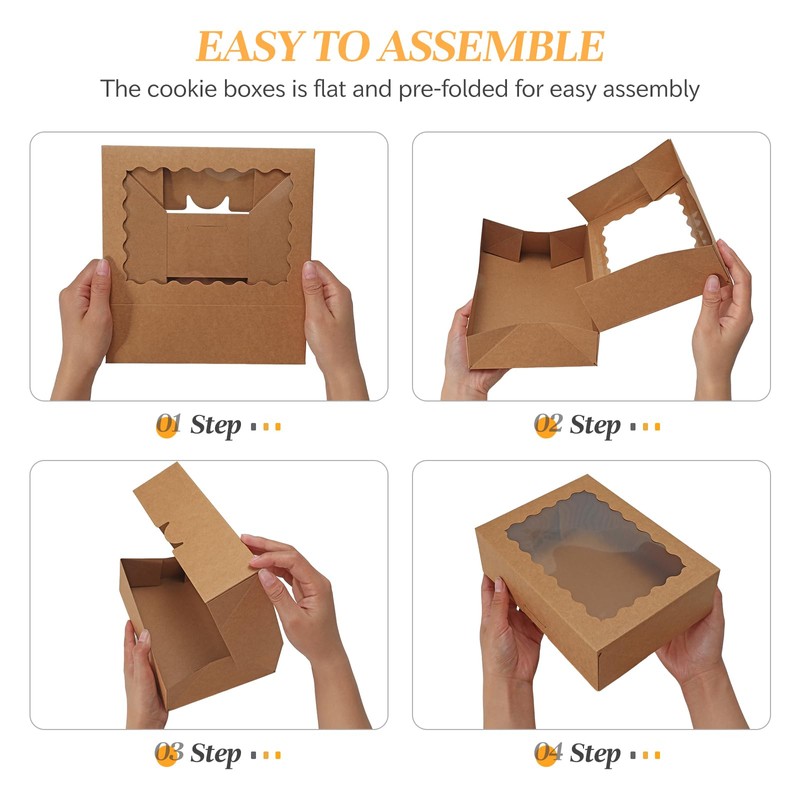 COTOPHER Auto Pop Up Cookie Box with Window 8x6x2.5 Inches