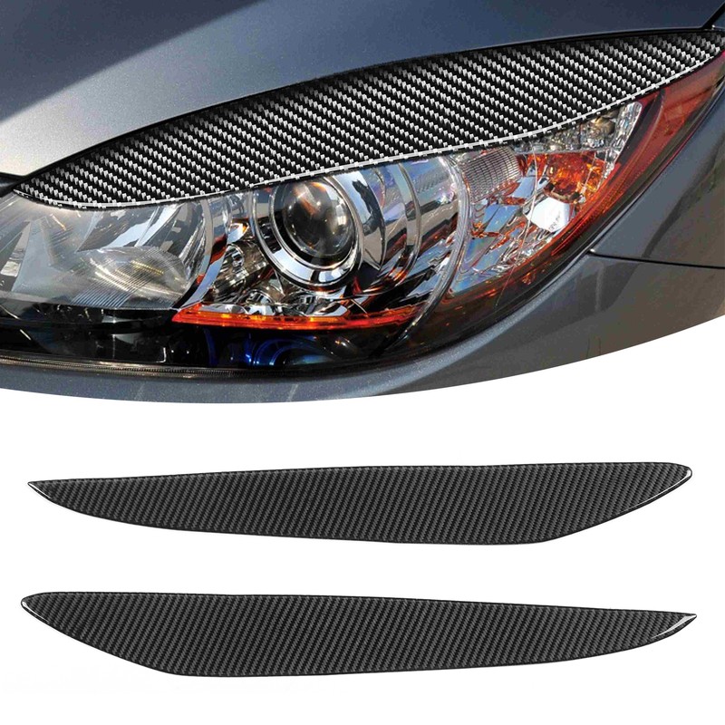 2pcs Carbon Fiber Headlight Eyebrow Eyelid Cover Wear Resistant Fit