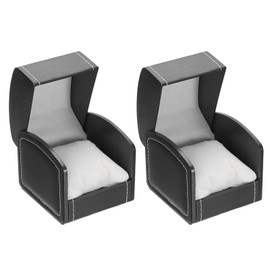 sourcing map 2pcs Single Watch Case, PU Leather Watch Travel Storage Display Box for Men Women with Removable Cushion, Portable Watch Holder Organizer for Most Watches, Black, Arc-Shaped