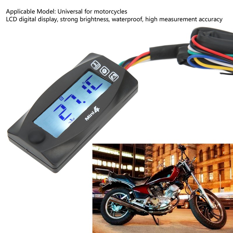 4 in 1 Water Oil Temperature Time Voltage Gauge LCD
