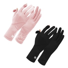 Driving Gloves Women Sun UV Protection，Breathable Non Slip Full Finger Cycling Gloves for Outdoor Fishing Hiking Golfing Riding (Black, Pink)